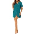 thumbnail image 2 of CAMISETA DE NOCHE PARA MUJERES INSPIRE CHIC, CON BOTONES, VESTIDO DE PIJAMA, MANGAS CORTAS, NOCHE DE VERANO, VESTIDOS DE DESCANSO, VERDE PAVO REAL, 2 of 6