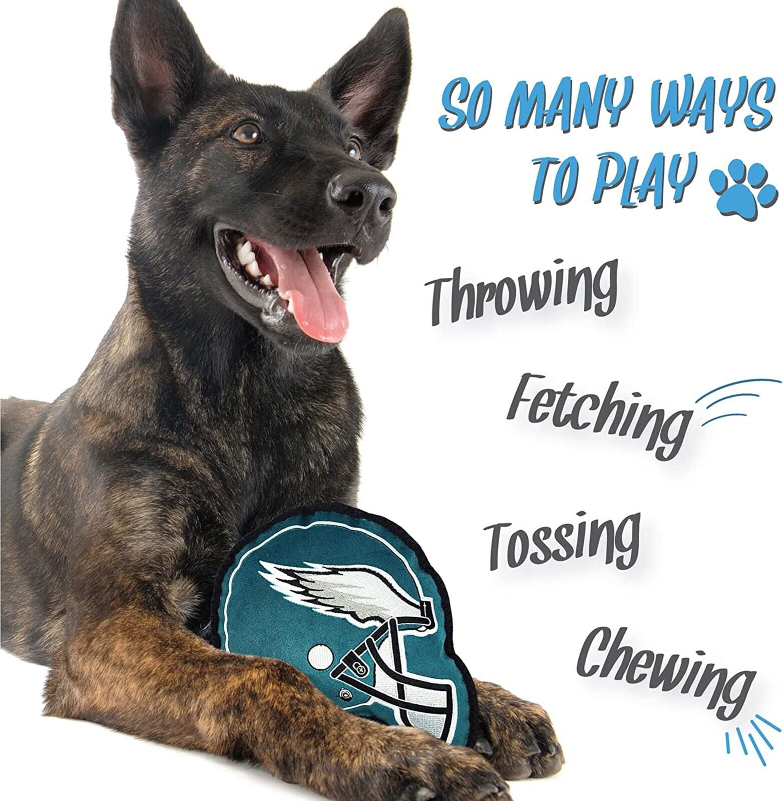 Pets First NFL Philadelphia Eagles Tough Helmet Pet Dog Toy Premium Quality with Built-in Squeaker Chew Toy