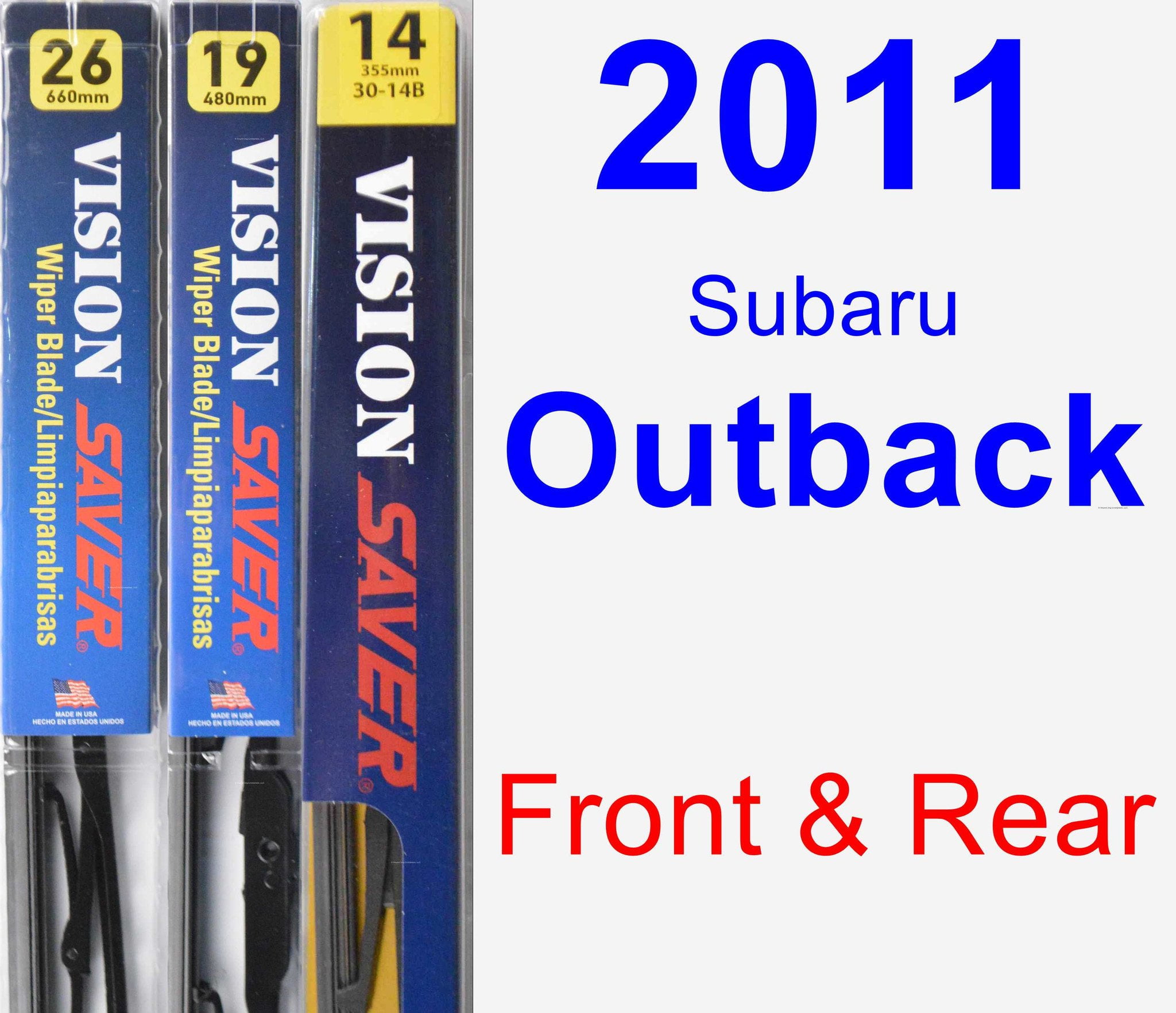2011 Subaru Outback Wiper Blade Set/Kit (Front & Rear) (3 Blades