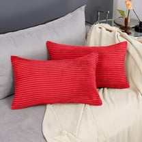2 Pack Corduroy Pillow Covers, 12X20 Inch Red Decorative Throw Pillow Cases For Couch Bed Sofa Living Room Bedroom - Soft Solid Color Cushion Covers For Home Decor