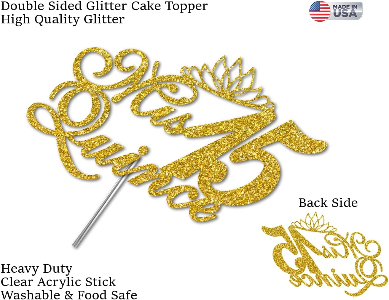 Glitzer-Cake-Topper „Mis 15“ Für Quinceañera – Premium Acryl-Deko Zum 15. Geburtstag In Rosegold