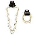 thumbnail image 2 of Mi Amore Layered, Gold-Tone Necklace With White Bead Accents; Includes Matching Dangle Earrings And Set Of Three Stretch, 2 of 3