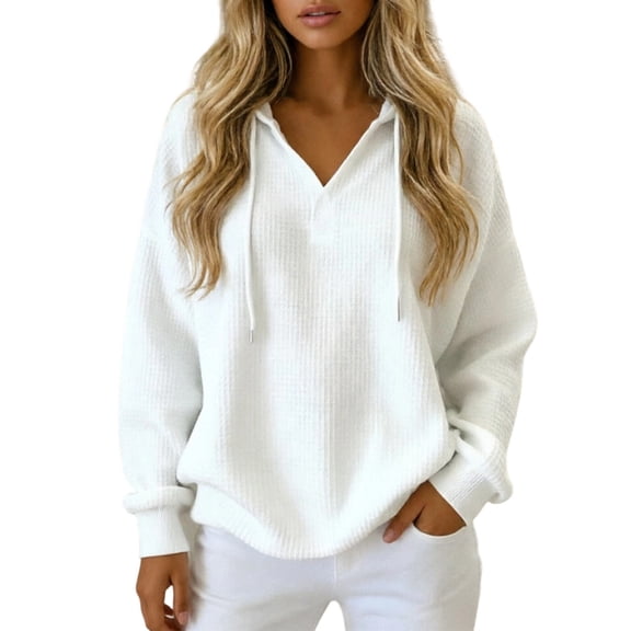 HGIEYS Quarter Zip Hoodie Women Long Sleeve Shirts Fashion Waffle Solid Color Sweatshirt 1/4 Zip Pullover with Pockets