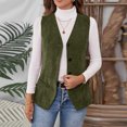 thumbnail image 2 of Kaemgyyd Women's Corduroy Vest Winter Warm Fashion Button Down Sleeveless Jackets Business Casual Dressy Work Office Outerwear, 2 of 7
