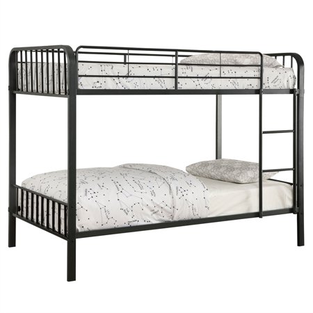 Furniture of America Ciera Metal Twin over Twin Slatted Bunk Bed in Black