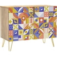 thumbnail image 3 of PixonSign Sideboard Buffet Cabinet, Kitchen Storage Cabinet with 2 Doors, Mid-Century Retro Vibrant, Cupboard Console Table for Dining Room - 35" L x 18" W x 29" H, 3 of 5