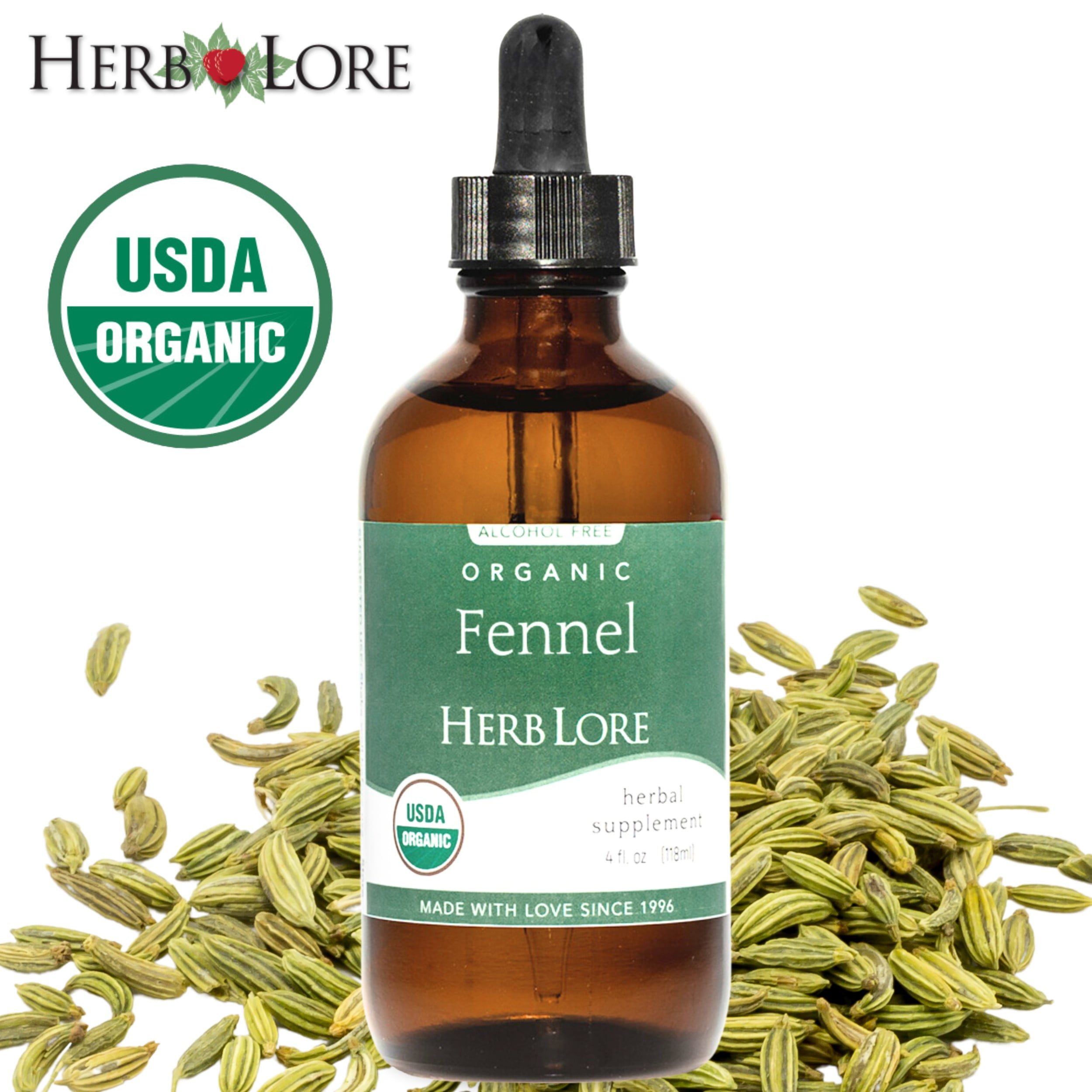 Herb Lore Organic Fennel Tincture – Digestive Support & Lactation Aid (4 fl oz)