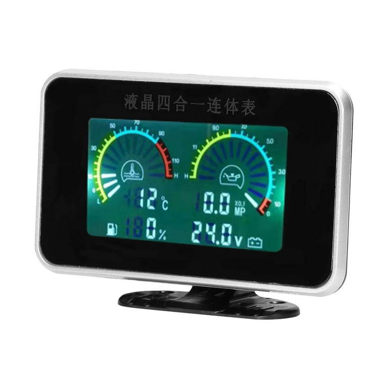 Eccomum 4-in-1 Car LCD Meter Digital Oil Pressure Voltage Water Temperature Fuel Gauge Universal Instrument 9-36V for Car Truck SUV RV, Size: 96