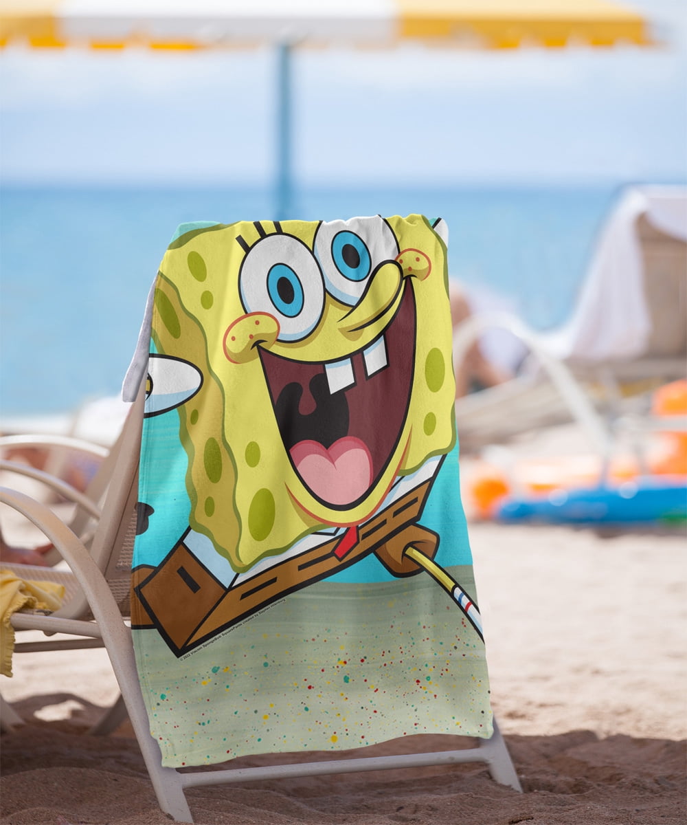 Spongebob Beach Towel, 30"x60", Spongebob Character Cropped Beach Towel