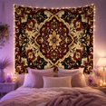 thumbnail image 2 of Boho Mandala Centered Symmetrical Florals on Black Serene Boho for Boho Decor Lovers Bohemian Wall Art Housewarming Gift Tapestry Wall Hanging for Bedroom, Living Room and Dorm, 2 of 7