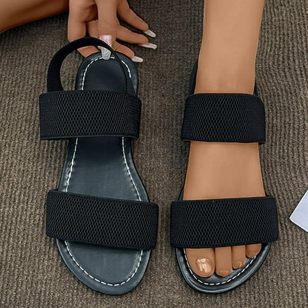 

Aoujea Clearance Items Comfortable Sandals for Women Casual Beach Sports Elastic Elastic Flat Bottomed Slippers Roman Beach Shoes Black 7