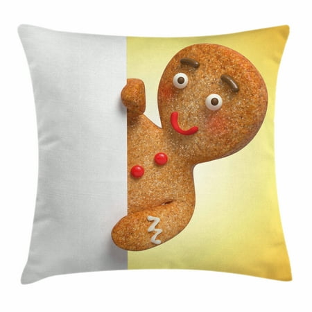 Gingerbread Man Throw Pillow Cushion Cover Gingerbread Man Figure
