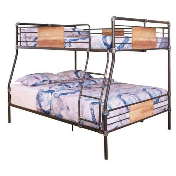 Bowery Hill Full XL over Queen Metal Bunk Bed in Sandy Black