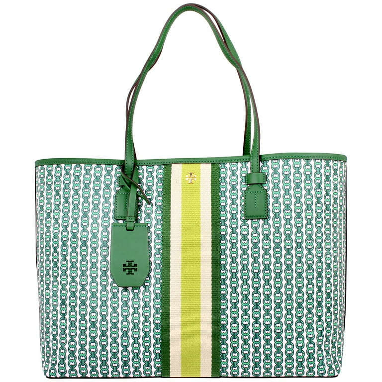 Tory Burch Blue, Pattern Print Printed Coated Canvas Tote Bag