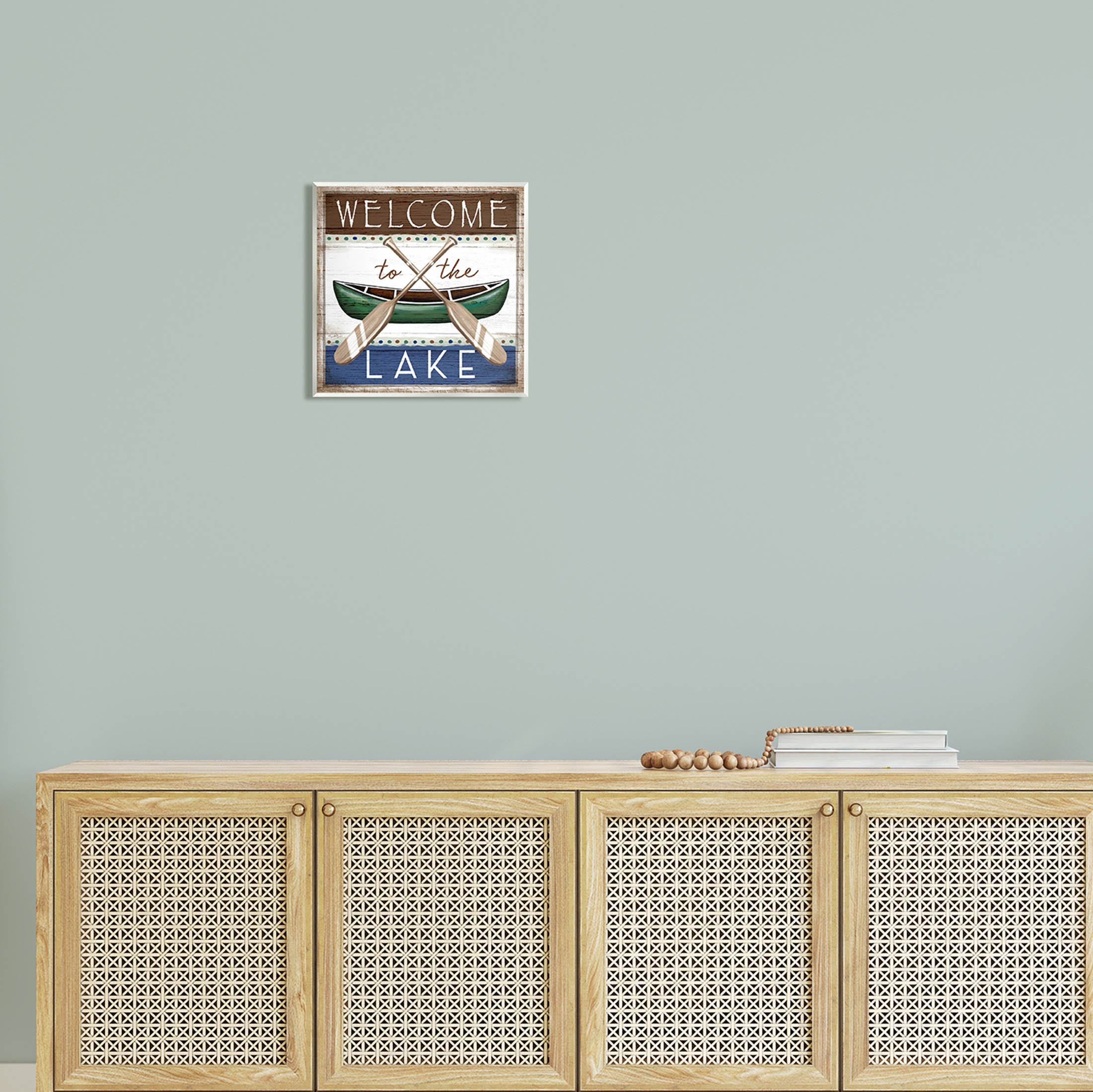 Stupell Industries Rustic Lake Welcome Canoe Sign Graphic Art Unframed Art Print Wall Art, Design by Elizabeth Tyndall