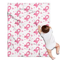 Pink Breast Cancer Blanket,Comfortable Soft Flannel Throw Blanket,All Season,Warm Lightweight Blankets for Sofa Bed Couch Living Room Chair,30"x40"