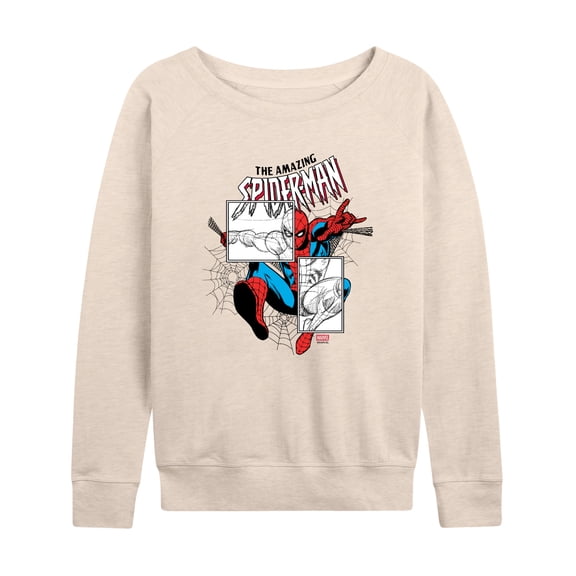 Spider-Man - Spider-Man Marker Lightweight French Terry Wide Neck Long Sleeve Graphic Shirt