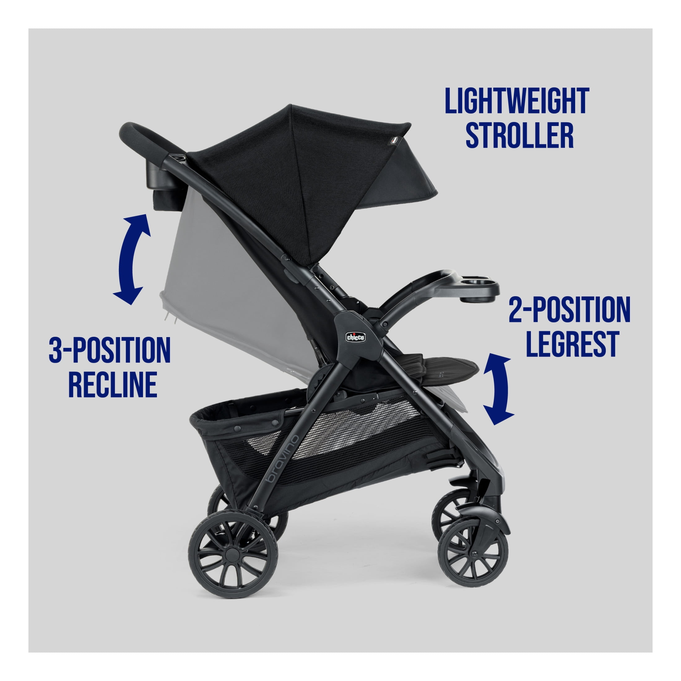 Chicco Bravino Travel System with Bravino Lightweight Stroller and KeyFit 30 ClearTex Infant Car Seat and Base, One-Hand Fold, UPF 50+ Canopy, Infant Car Seat for 4-30 lbs. - Moss (Green)