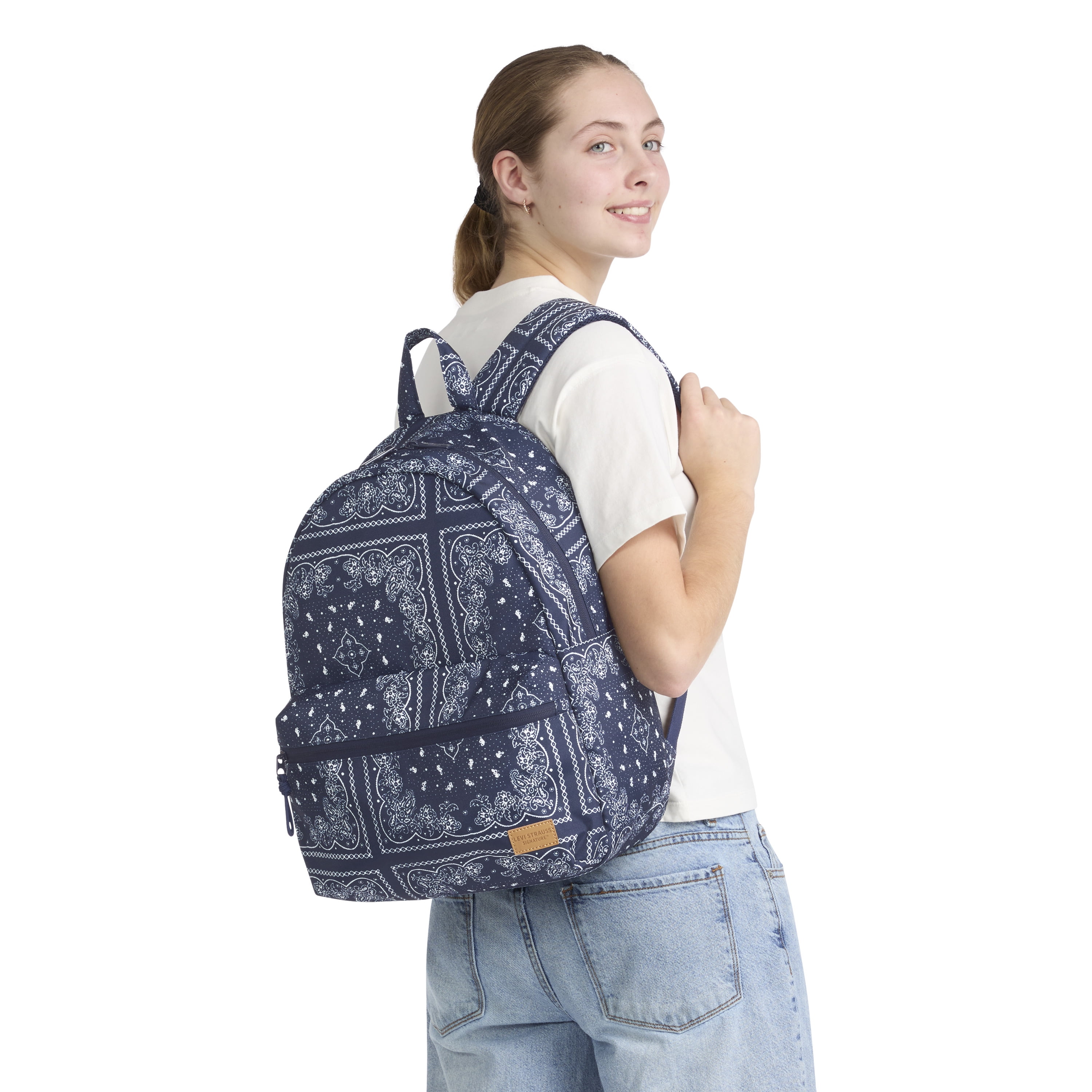 Levi Strauss Signature 17" Women's Adult Bandana Print Dome Backpack, Dress Blues