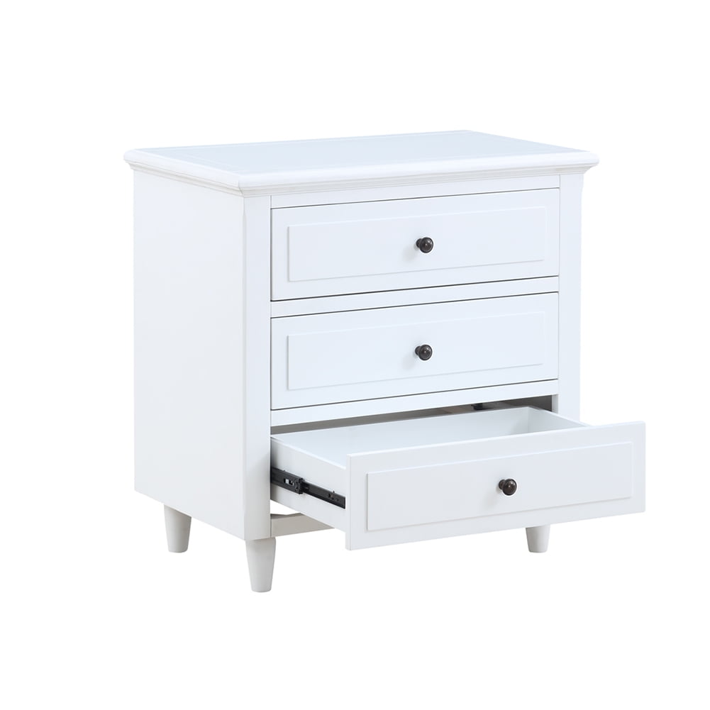 Lowestbest Vertical Storage Cabinet, Side Table and Bedside Table with 3 Drawers, White