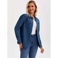 thumbnail image 2 of DARING DIVA Women's Long Sleeve Button Down Shirts Jackets with Pocket S Dark Blue, 2 of 7