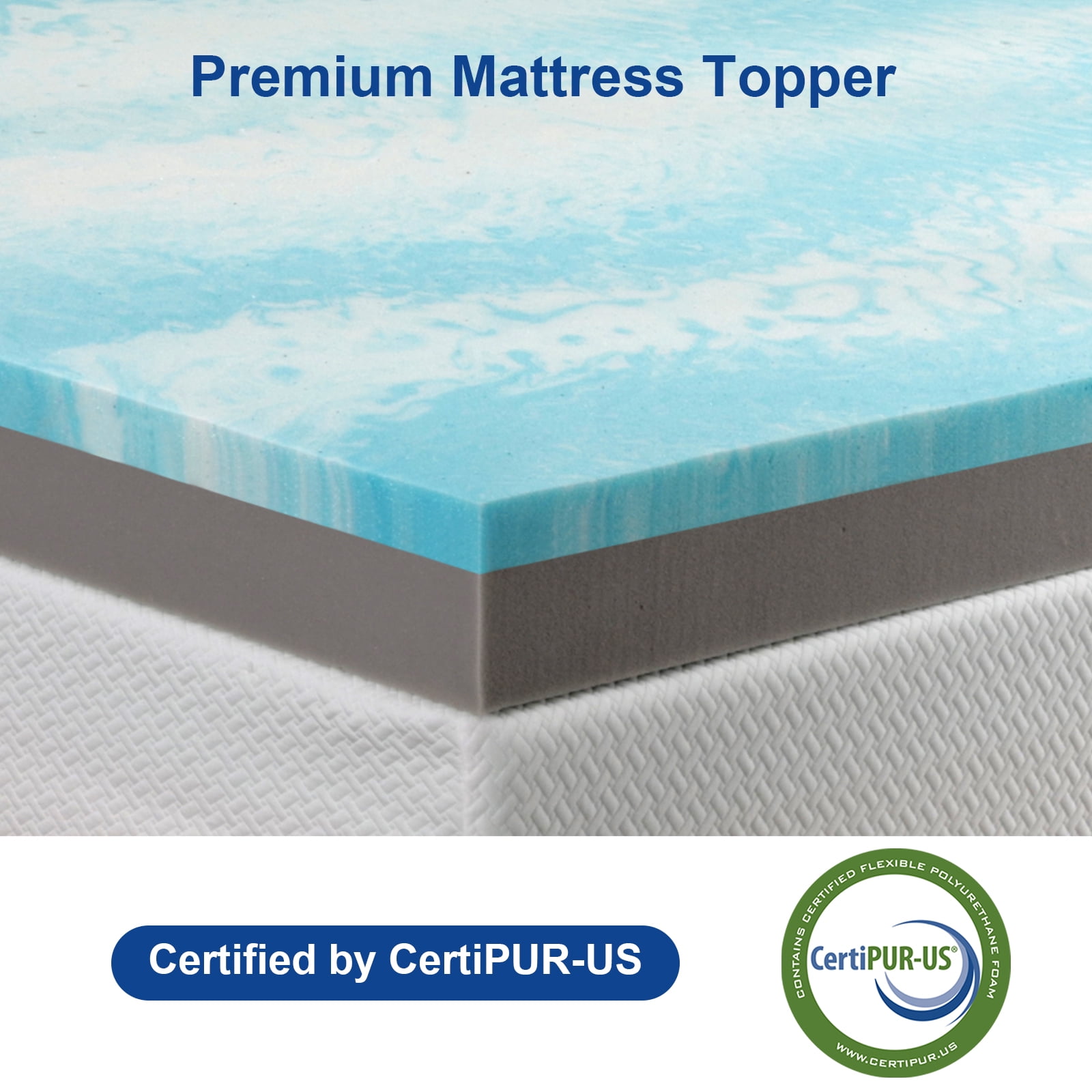 Extra Firm Mattress Topper Twin XL 3-inch Memory Foam + Support Foam, Double-Sided for Sleeping, Pain Relief, High-Density Firm Mattress Topper with Removable Cover, CertiPUR-US Certified, 80"×38"