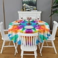 thumbnail image 2 of Colorful Rainbow Tie Dye Spiral Pattern Round Tablecloth 60"x60",Wrinkle Wipeable Table Cloth for Kitchen Dining Room Picnic Patio Party, 2 of 6