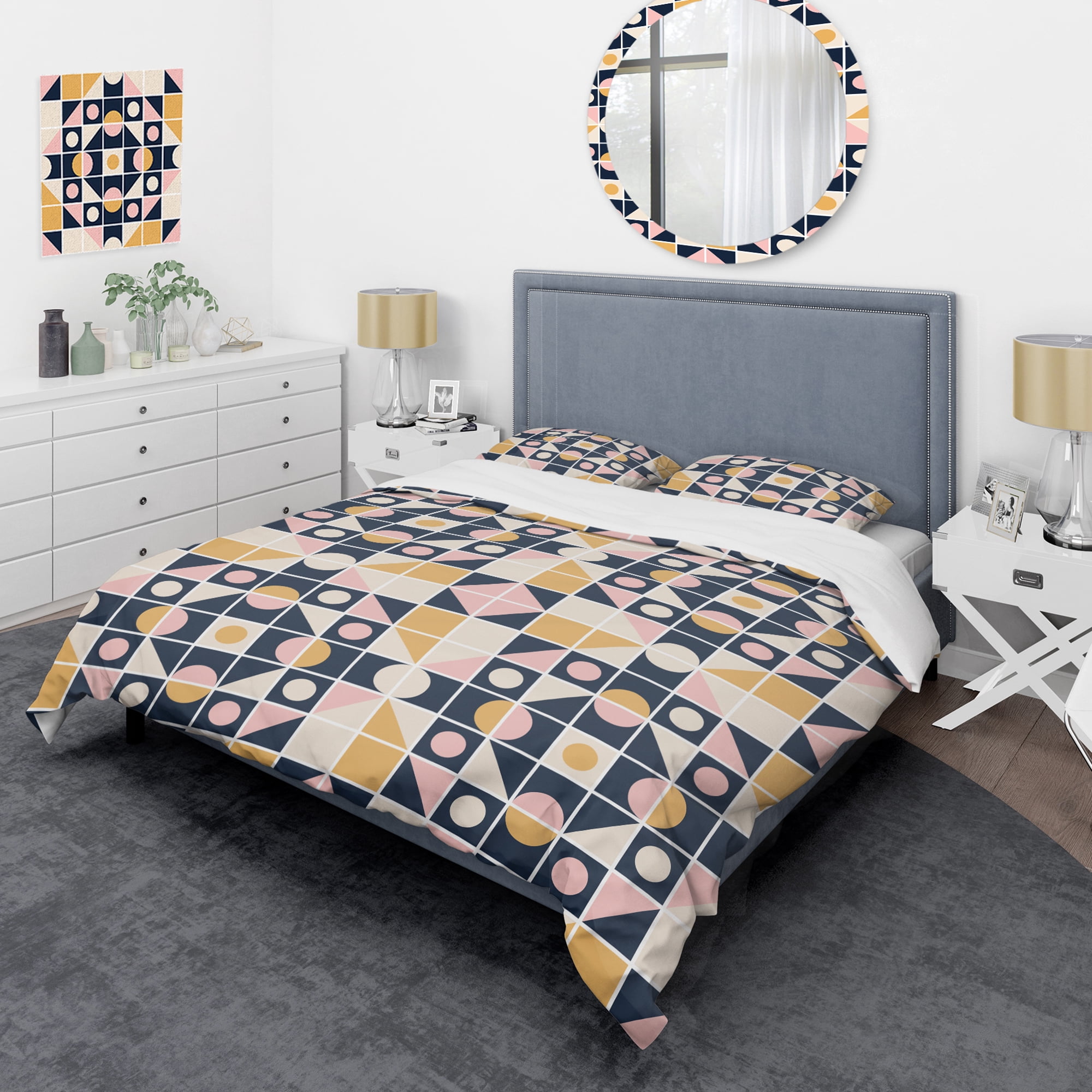 Designart 'Geometrical Retro Design I' Mid-Century Modern Duvet Cover Set