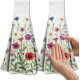 thumbnail image 1 of Juego de 2 toallas de cocina colgantes con lazo y diseño de flores silvestres de colores: microfibra suave y superabsorbente, decorativas, para platos y manos, para té y café., 1 of 9