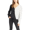 thumbnail image 1 of Sanctuary Clothing Womens Dot Wrap Blouse, Black, X-Large, 1 of 1