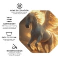 thumbnail image 3 of Naloa Golden Winged White Horse Leather Coasters for Drinks, Durable Drink Coasters 4 Set for Tabletop Protection, Luxurious Home Décor and Housewarming Gift ( {designName})Octagon, 3 of 6