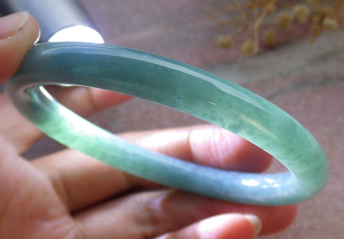 Icy Green Natural A JADE Jadeite Bangle Bracelet 58 mm 685819 TN
