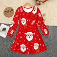 thumbnail image 4 of Girls' Long Sleeved Dresses Comfortable Christmas T-Shirt Dress Xmas Dress Up Outfits (Red1), 4 of 5