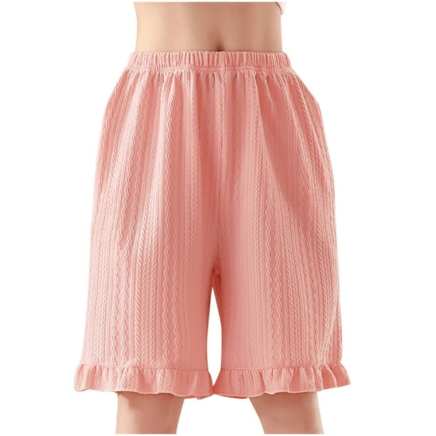 Odeerbi 3-14 Años Niñas Bermudas de Pantalones Cortos de Pijama de Algodón Pantalones Cortos de Pijama Con Volantes Pantalones Cortos de Elásticos Pantalones Cortos Deportivoses