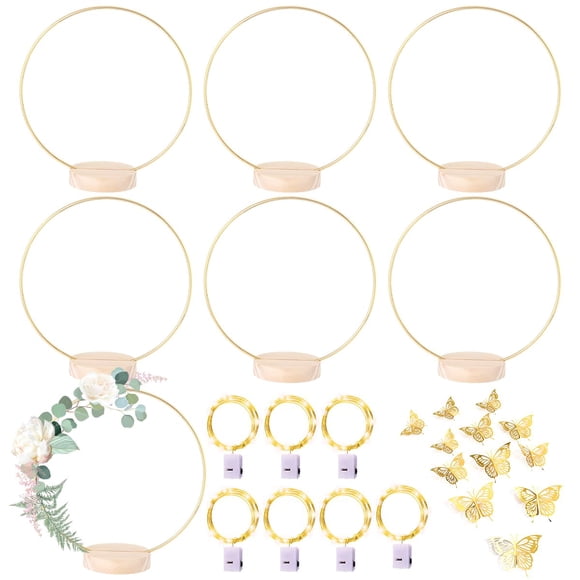 Guirnalda de guirnaldas de luces LED Floral Hoop MJRASG, paquete de 7 unidades, 20 cm