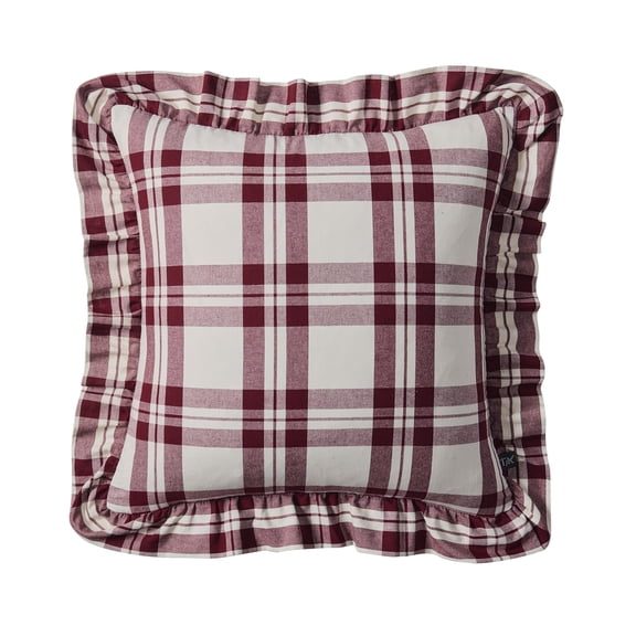 My Texas House 18" x 18" Jane Red Plaid Decorative Pillow Cover
