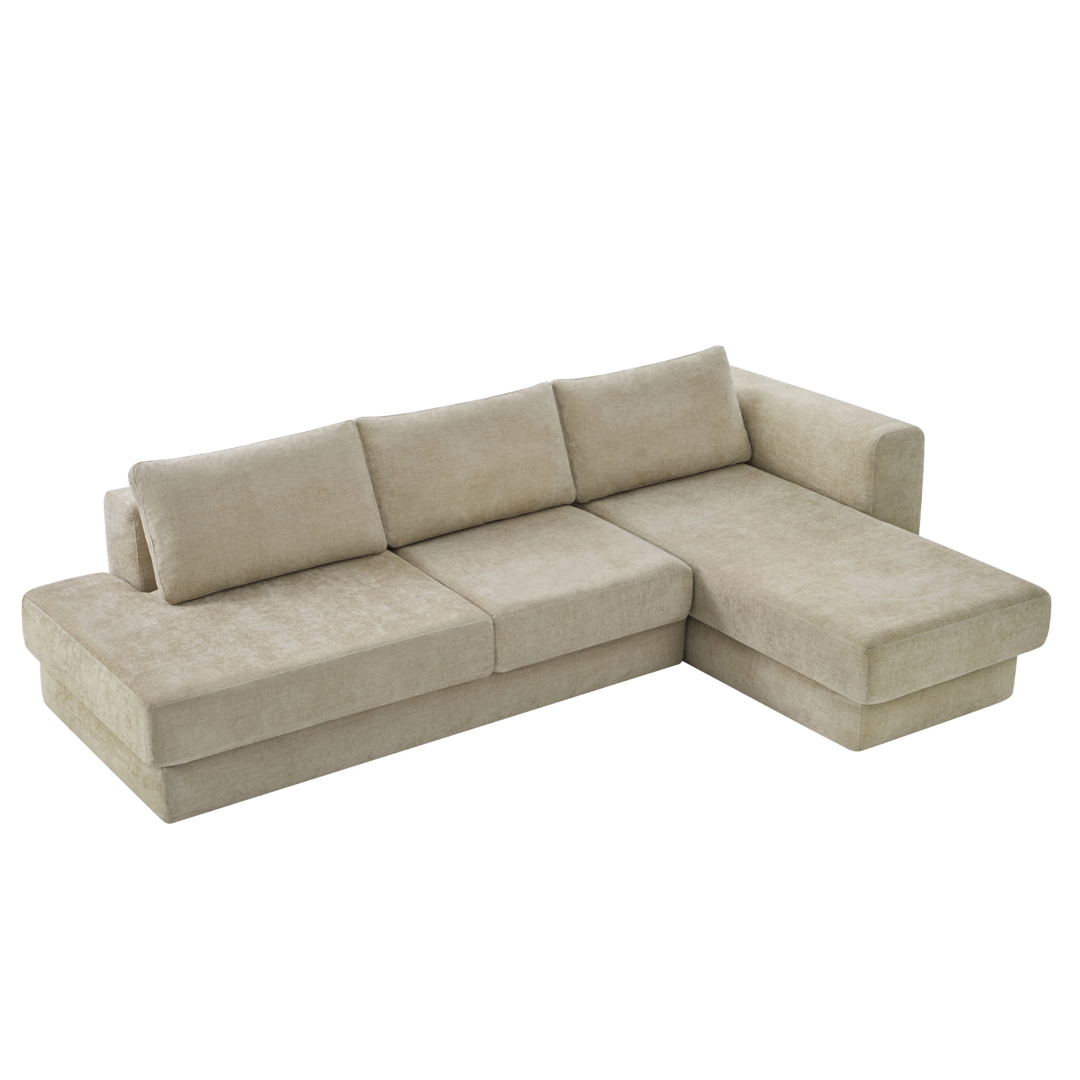 Christopher Knight Home 113" L-Shaped Modular Sectional Sofa with Double Layer Cushions, 4 Seats, Brown