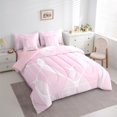 thumbnail image 3 of Manfei Girly Pink Geometric Twin Bedding Sets 7-Piece, Fashion Abstract Stripes Bedding Comforter Set, Teen Kid Child Adult Reversible Sheet Sets, Luxury Bedroom Decor, 3 of 7