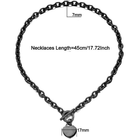 Elegent Love Stainless Steel Link Chain Blank Heart Charms Necklace For Women Toggle Clasp Closure[o1157]