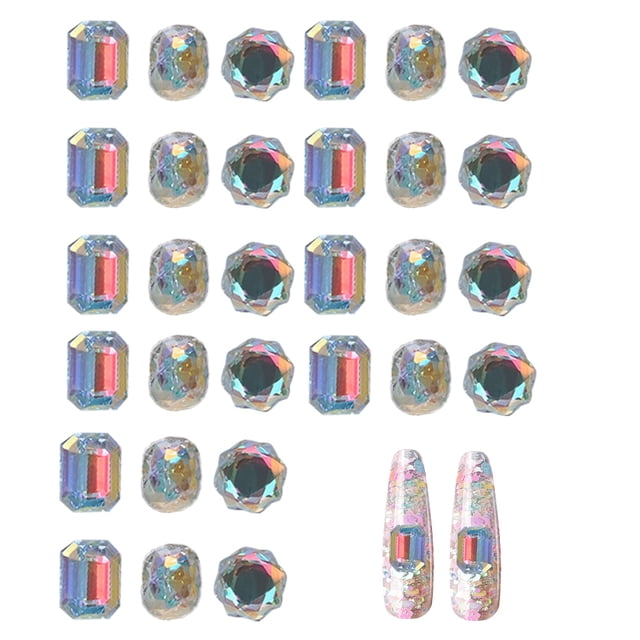 30 Uds. De diamantes de imitación para uñas, gemas para decoración de uñas, cristales artesanales, decoraciones de vidrio, diseño plano, cara, ropa, zapatos, decoración Diy, decoración artística de