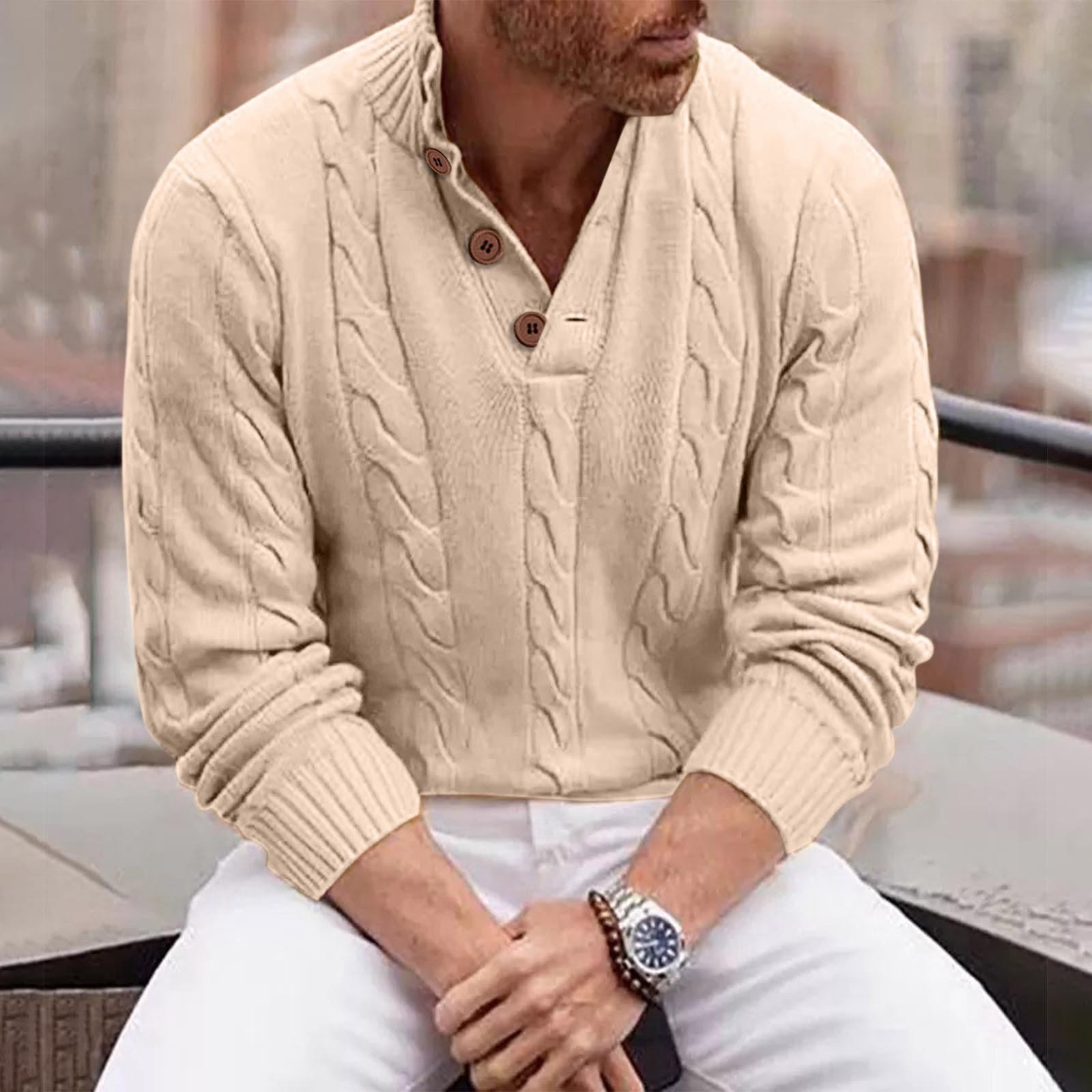 Podplug Fashion Mens Knitted Sweater, Europe and America Sweater Men's  Solid Color High Collar Long Sleeve Sweater / 3XL - Walmart.com