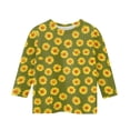 thumbnail image 5 of Cute Summer Tops for Kids Girls Size 7-8 Soft Casual 3/4 Sleeve Crew Neck Girls Shirts Basic Daisy Printed Tees Girls Fashion Blouse T-Shirt Green 5-6 Years, 5 of 6