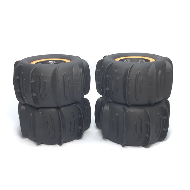 Neumáticos para vehículos RC, llantas hexagonales negras y naranjas para RC en coche de carretera para exteriores