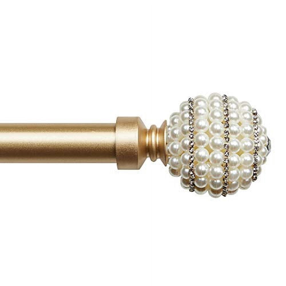 Exclusive Home Diana 1" Curtain Rod and Finial Set, Gold, Adjustable 66"-120"