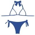 thumbnail image 4 of Women Halter Bikini Set - Two Piece Triangle Swimsuit Tie Bathing Suit Cute Swimwear Blue M, 4 of 5