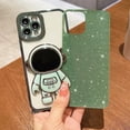 thumbnail image 3 of Compatible for iPhone 11 Pro 5.8 Inch Bling Plating Astronaut Hidden Stand Case, Cute 6D Stand Glitter Phone Case for Women Girls Soft TPU Shockproof Back Cover - Green, 3 of 12