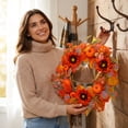 thumbnail image 7 of Bcylexb Fall Floral Wreath for Front Door, 17.7" Artificial Hanging Door Wreath Seasonal Decorations for Wall Porch Window Home, 7 of 7