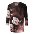 thumbnail image 4 of successthop Floral Blouses for Women Plus Size 3/4 Sleeve Tops Oversized Crewneck Casual Shirts Floral Clothes, 4 of 5