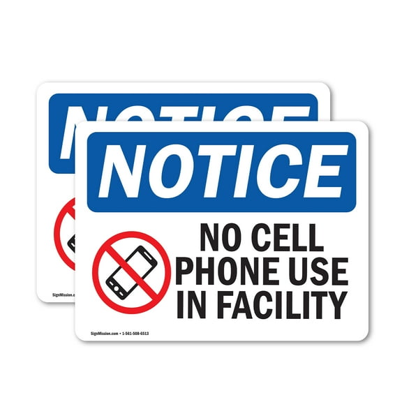 (2 Pack) No Cell Phone Use In Facility Sign
