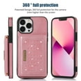 thumbnail image 5 of ELEHOLD Stylish Wallet Case for iPhone 12 Pro Max 6.7inch,Flip Card Slots Diamond Bling Sparkle Design RFID Blocking Detachable Shoulder Strap for Girls Women Purse Case,Pink, 5 of 7